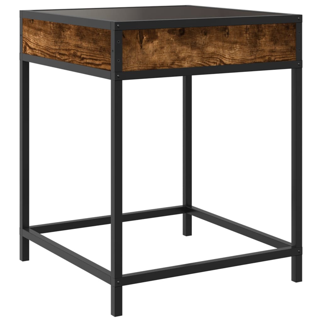 Table de chevet avec LED infini chêne fumé 40x40x51 cm - XIOS