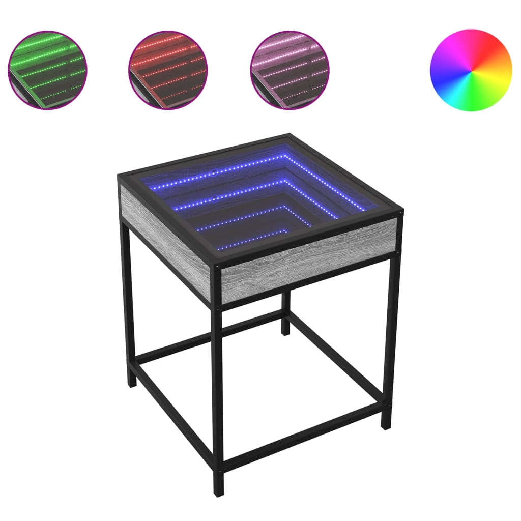 Table de chevet avec LED infini sonoma gris 40x40x51 cm - XIOS