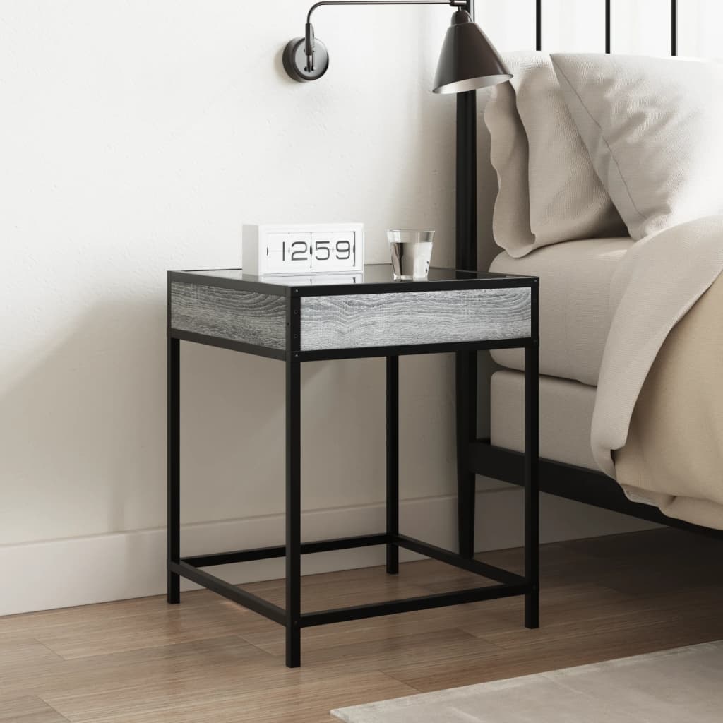 Table de chevet avec LED infini sonoma gris 40x40x51 cm - XIOS