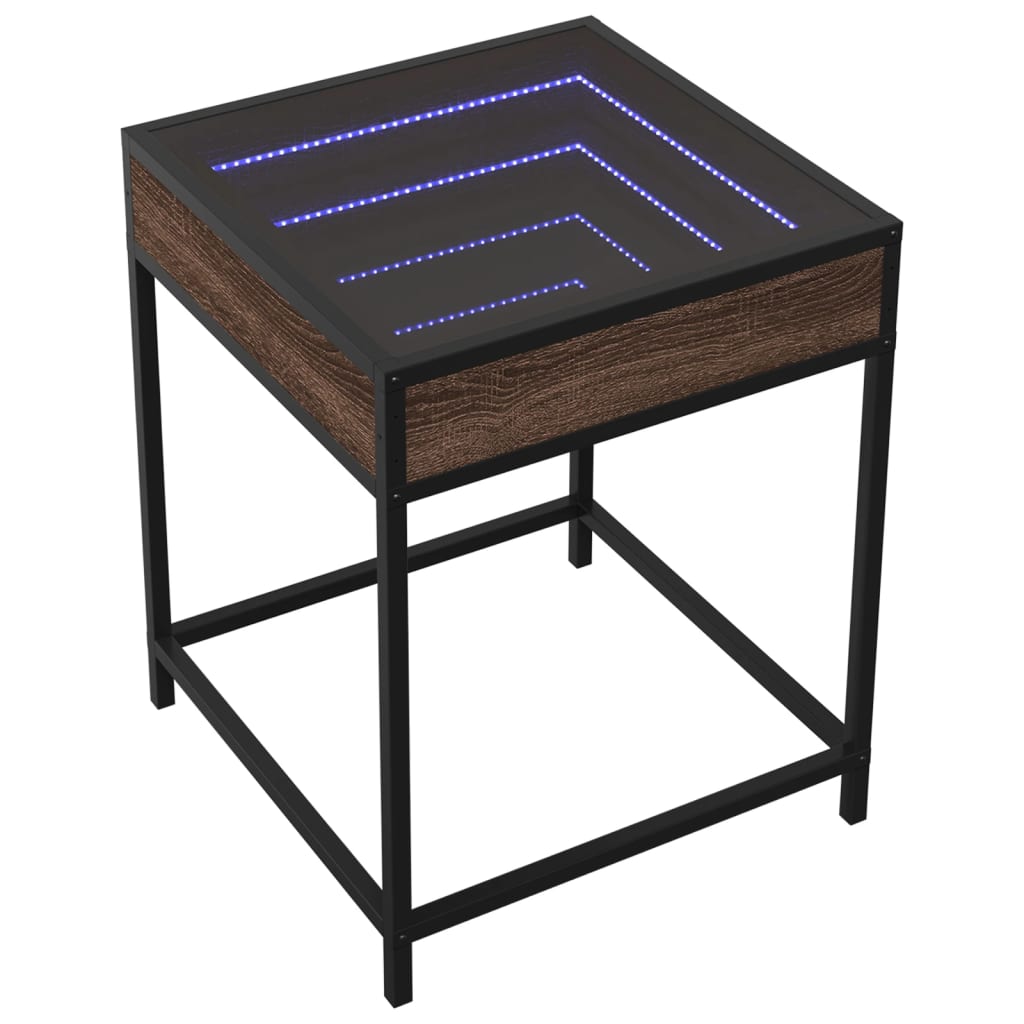 Table de chevet avec LED infini chêne marron 40x40x51 cm - XIOS