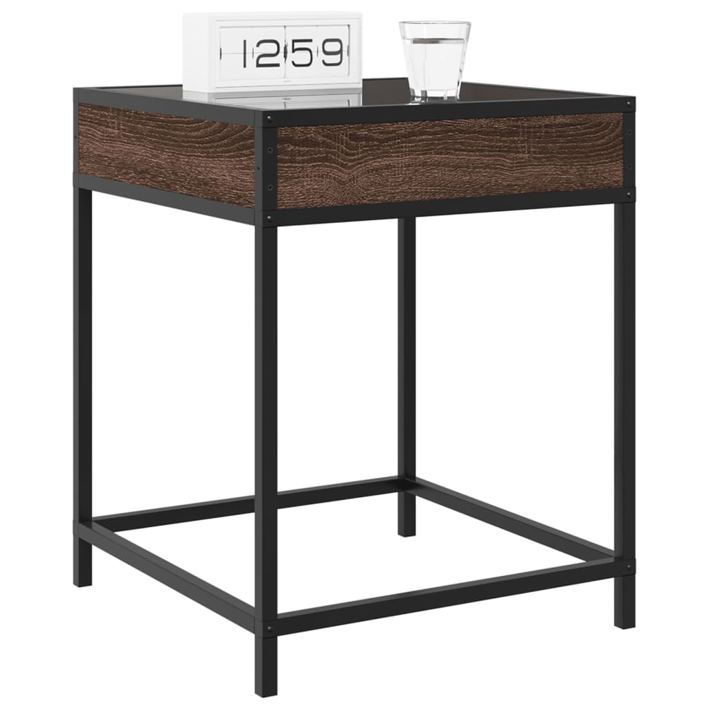 Table de chevet avec LED infini chêne marron 40x40x51 cm - XIOS
