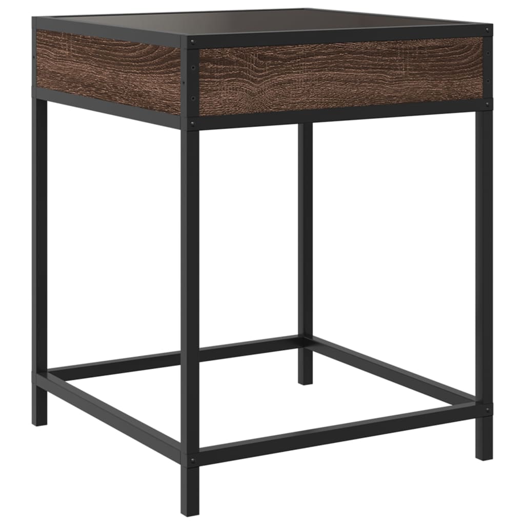 Table de chevet avec LED infini chêne marron 40x40x51 cm - XIOS