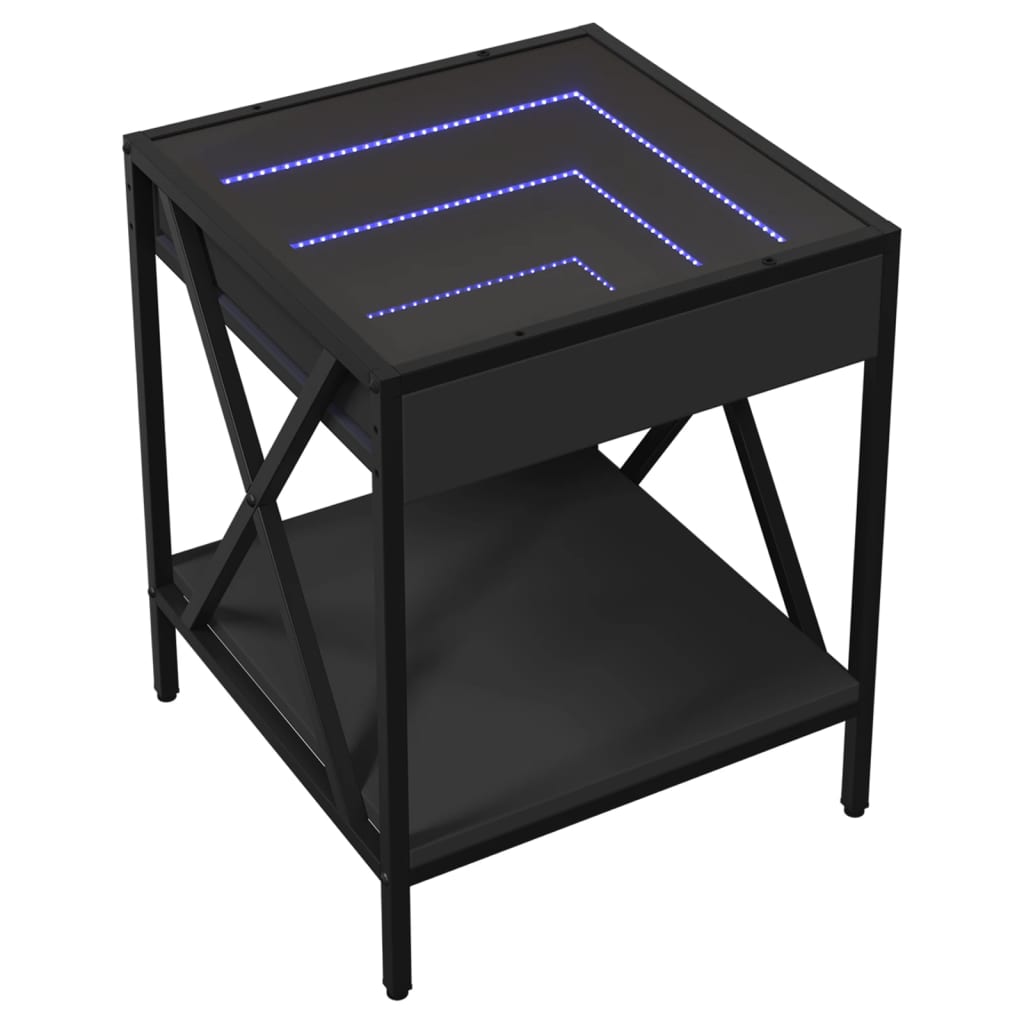 Table de chevet avec LED infini noir 40x40x49 cm - XIOS