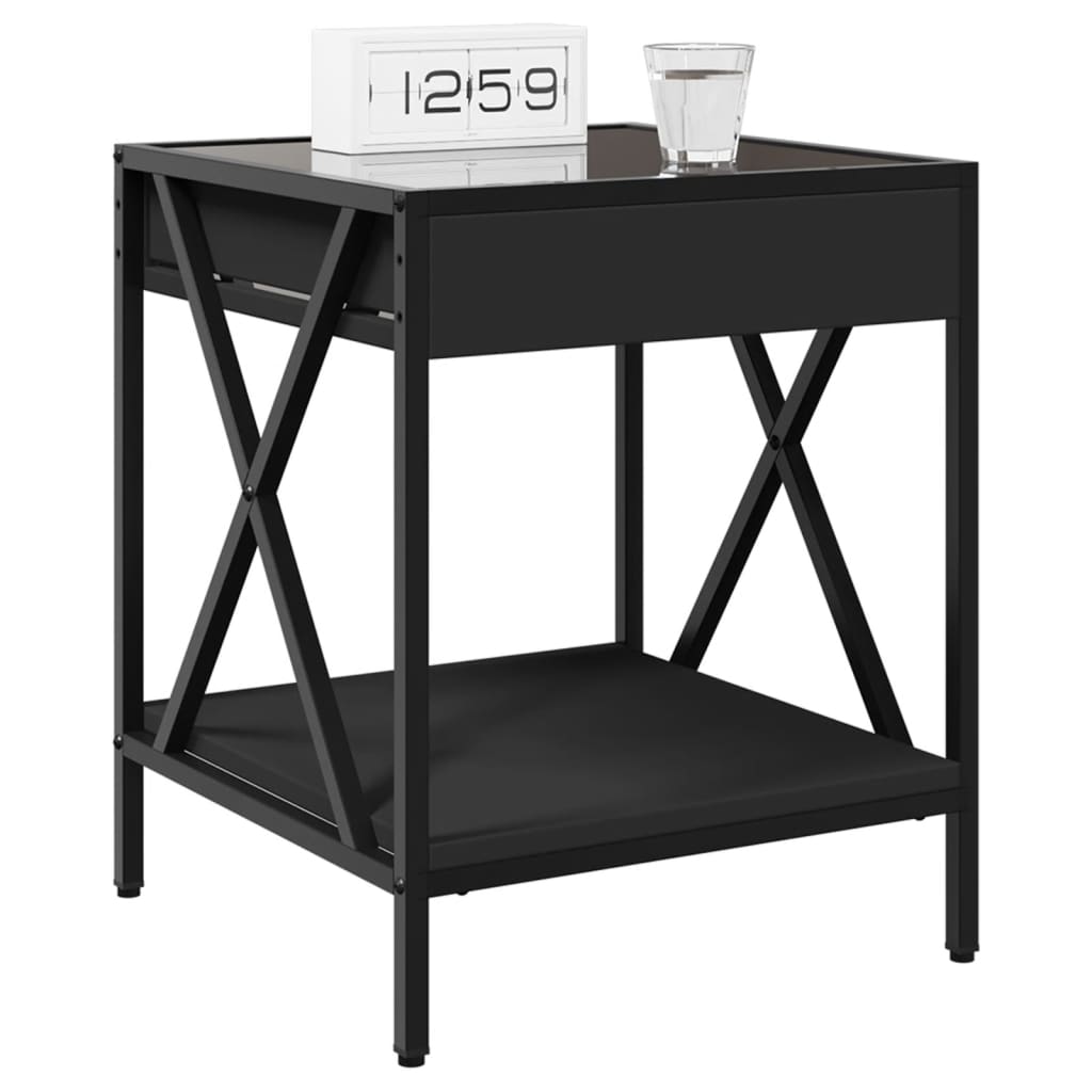 Table de chevet avec LED infini noir 40x40x49 cm - XIOS