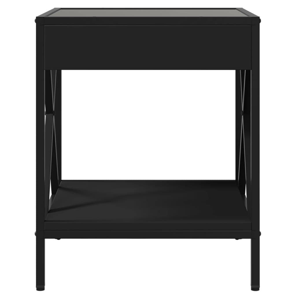 Table de chevet avec LED infini noir 40x40x49 cm - XIOS