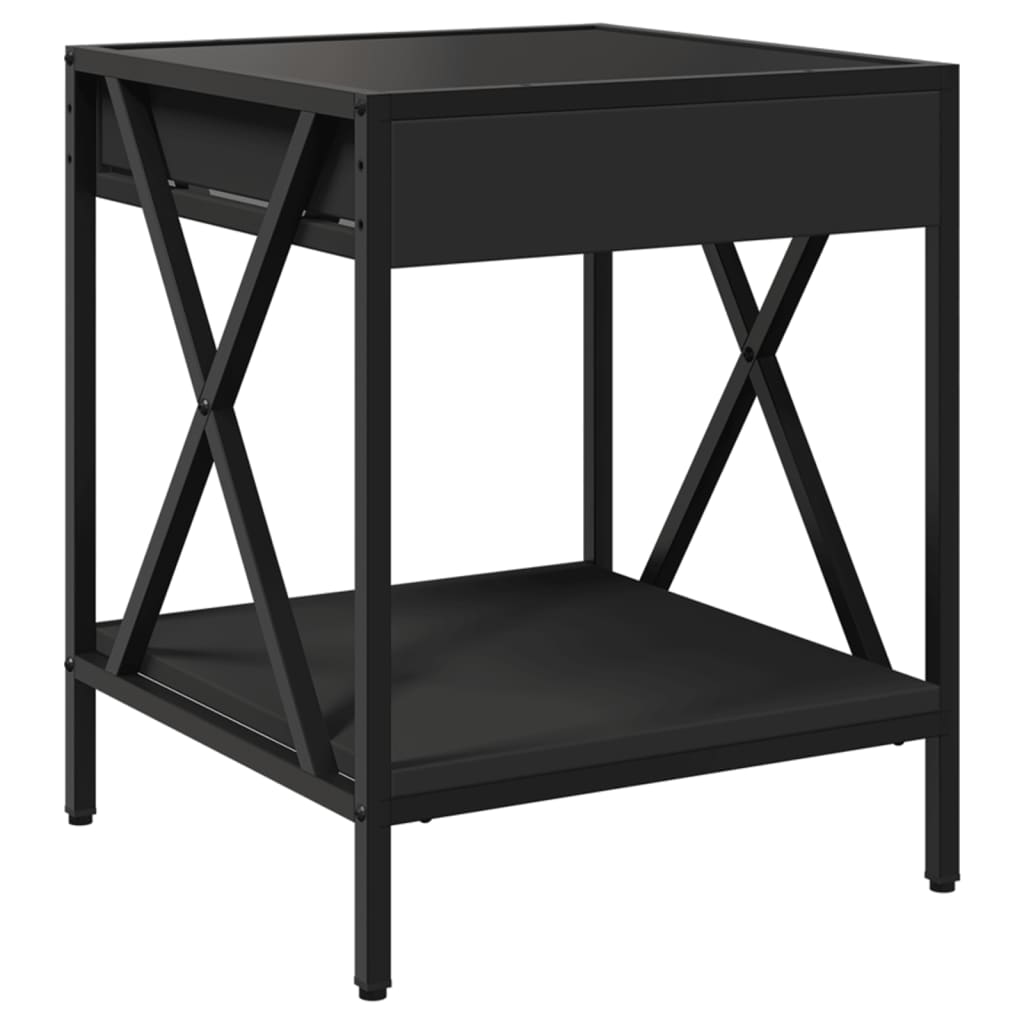 Table de chevet avec LED infini noir 40x40x49 cm - XIOS