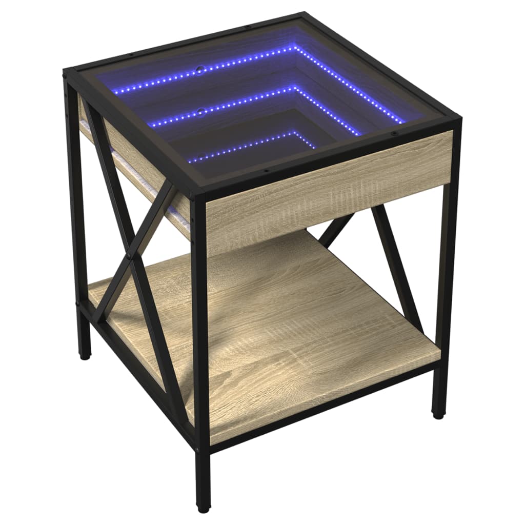 Table de chevet avec LED infini chêne sonoma 40x40x49 cm - XIOS