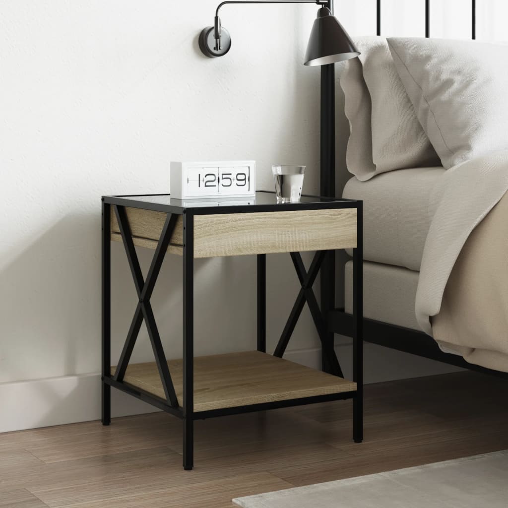 Table de chevet avec LED infini chêne sonoma 40x40x49 cm - XIOS