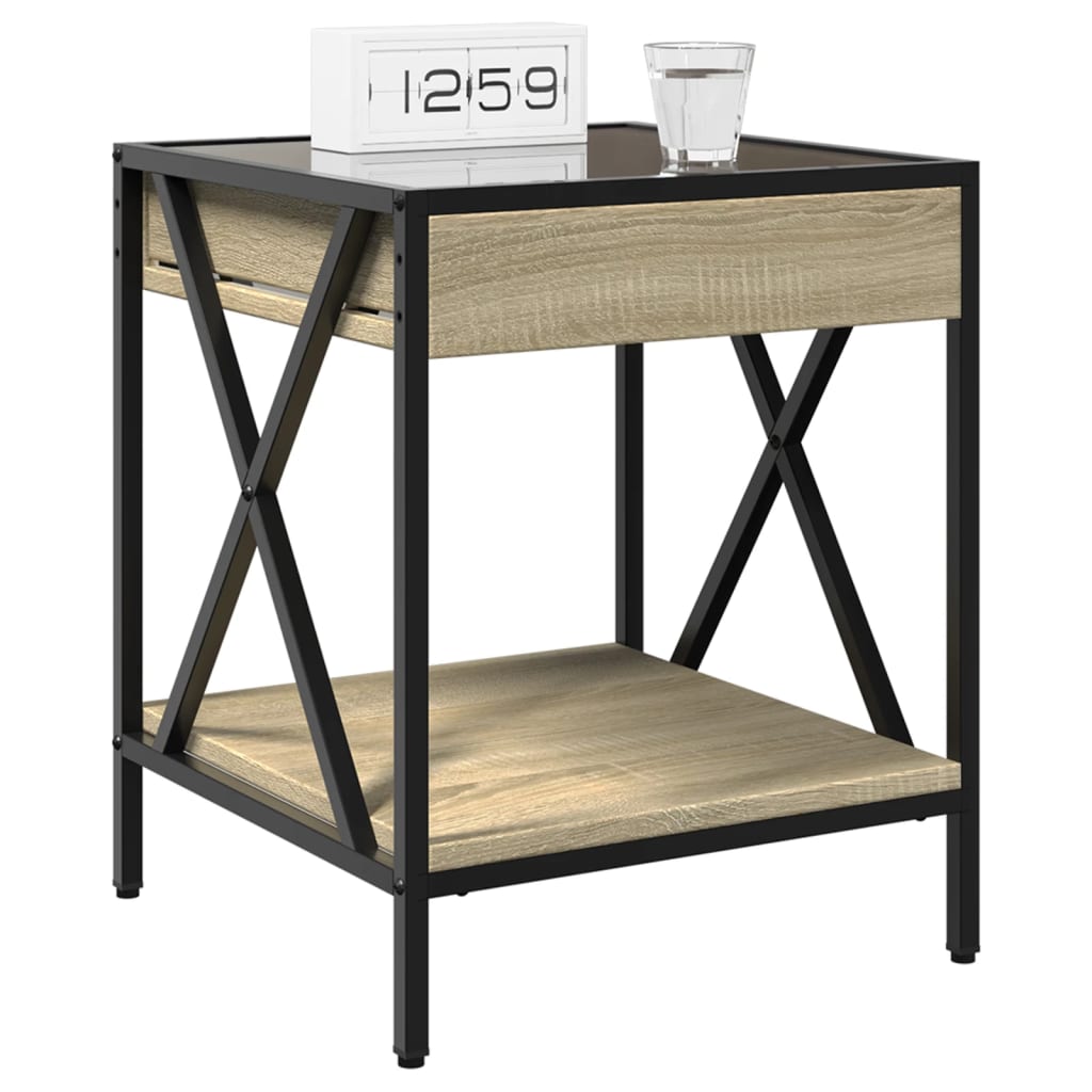 Table de chevet avec LED infini chêne sonoma 40x40x49 cm - XIOS