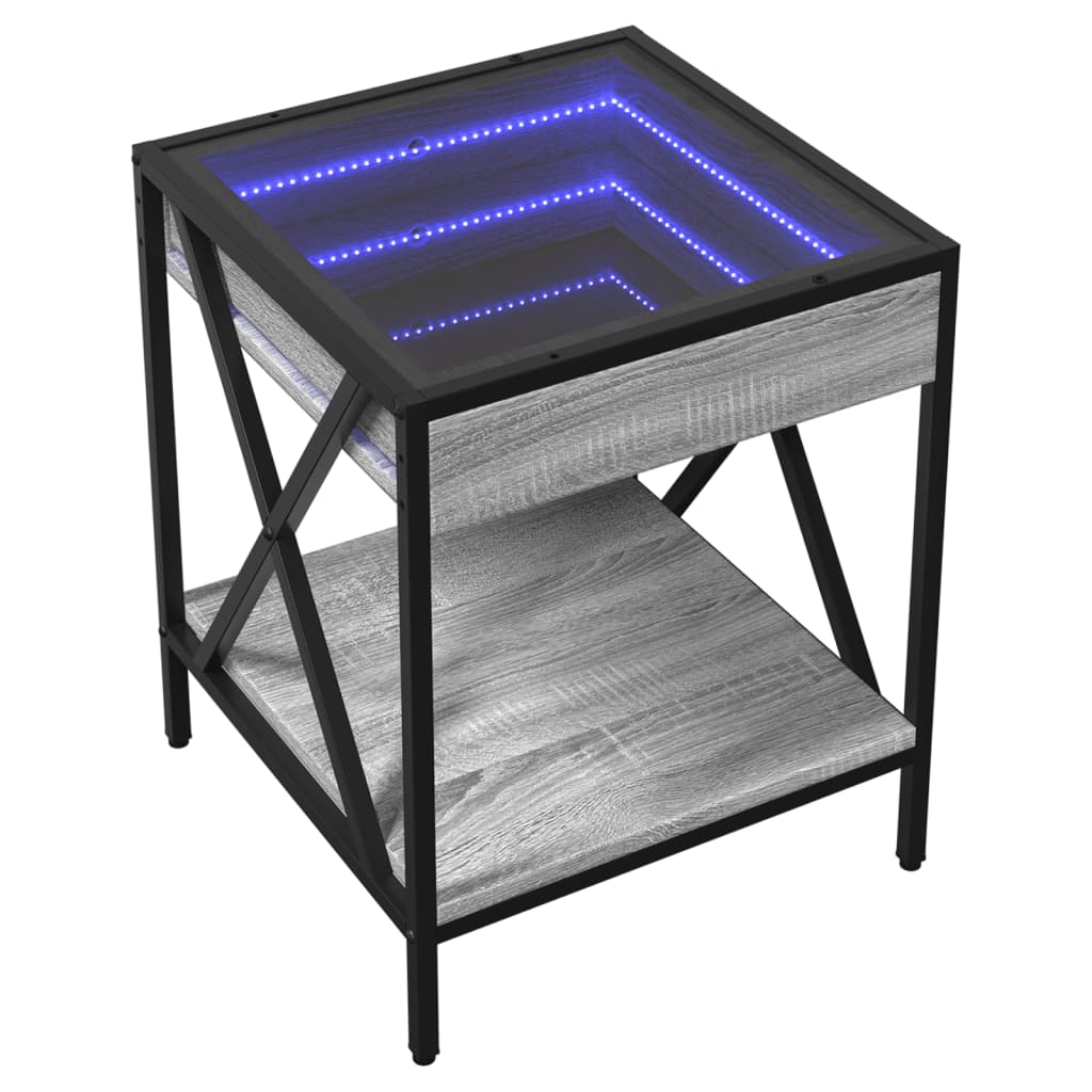 Table de chevet avec LED infini sonoma gris 40x40x49 cm - XIOS