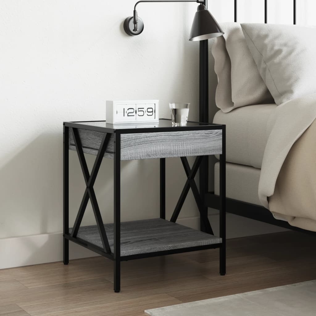 Table de chevet avec LED infini sonoma gris 40x40x49 cm - XIOS