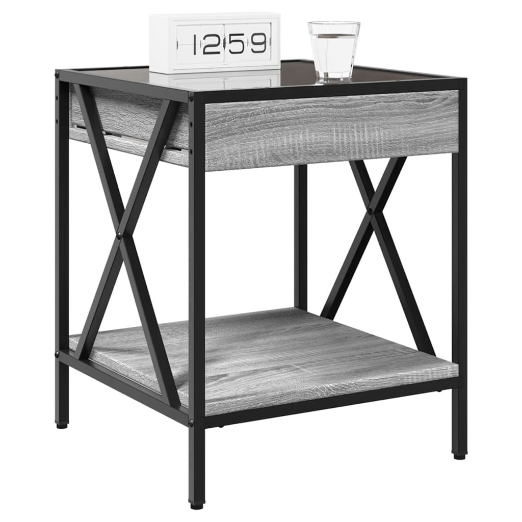 Table de chevet avec LED infini sonoma gris 40x40x49 cm - XIOS
