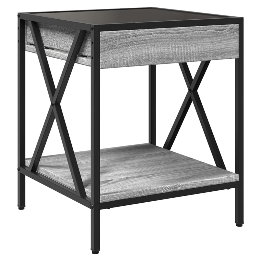 Table de chevet avec LED infini sonoma gris 40x40x49 cm - XIOS