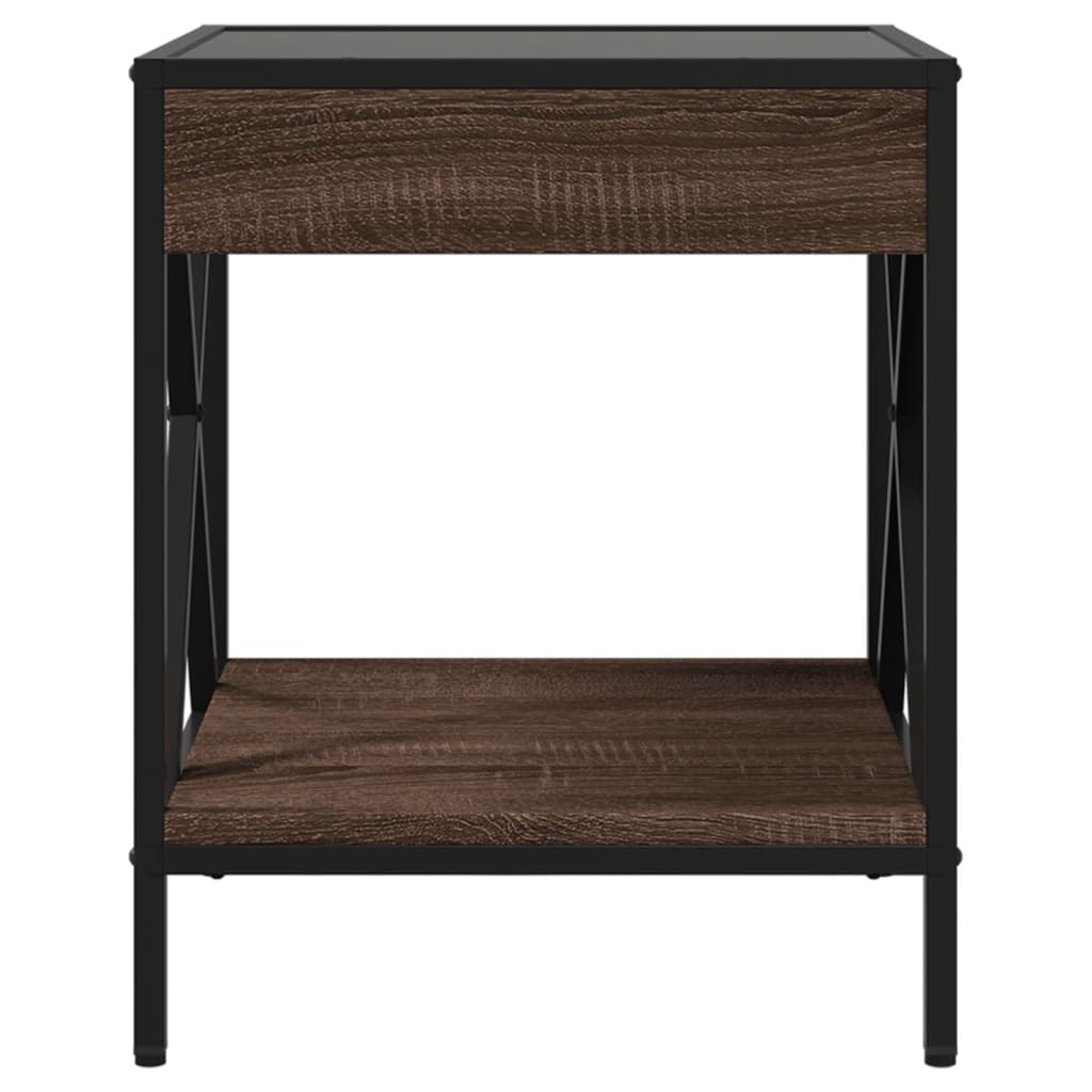 Table de chevet avec LED infini chêne marron 40x40x49 cm - XIOS
