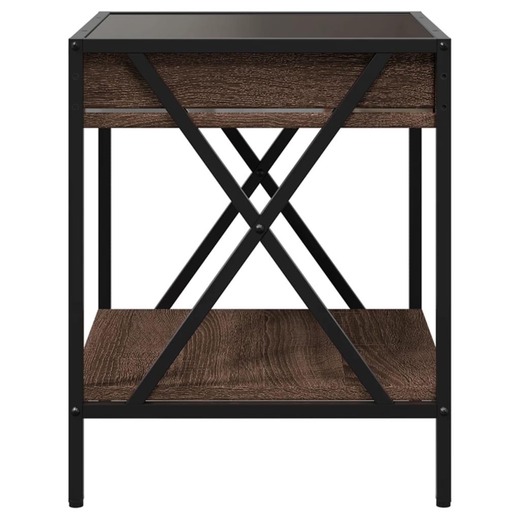 Table de chevet avec LED infini chêne marron 40x40x49 cm - XIOS