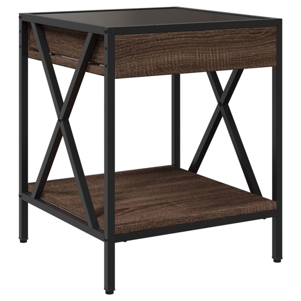 Table de chevet avec LED infini chêne marron 40x40x49 cm - XIOS