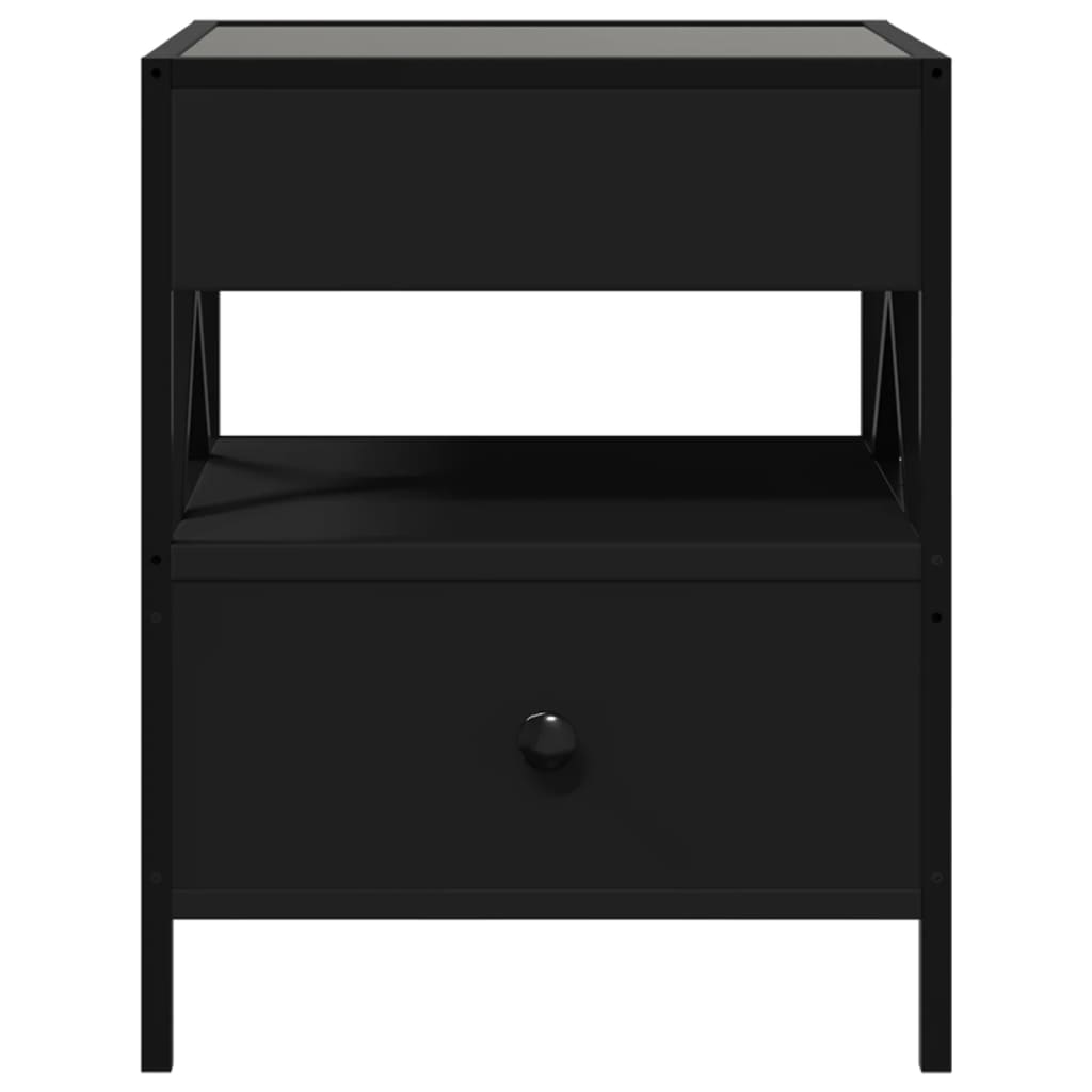 Table de chevet avec LED infini noir 40x40x51 cm - XIOS
