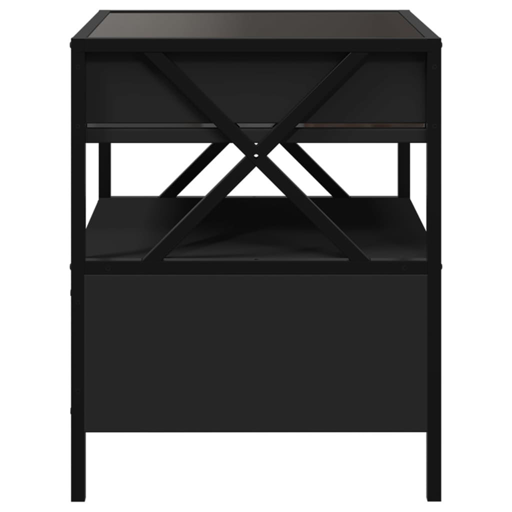 Table de chevet avec LED infini noir 40x40x51 cm - XIOS