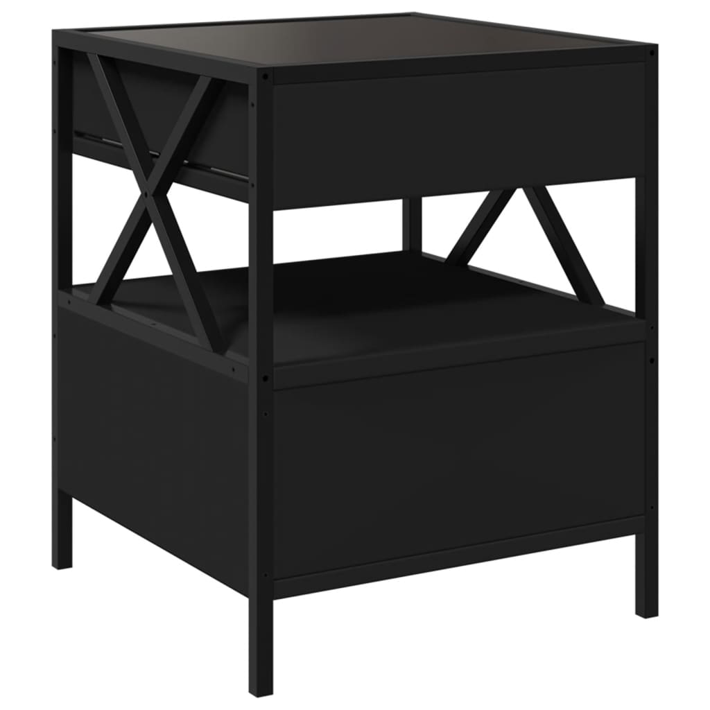 Table de chevet avec LED infini noir 40x40x51 cm - XIOS