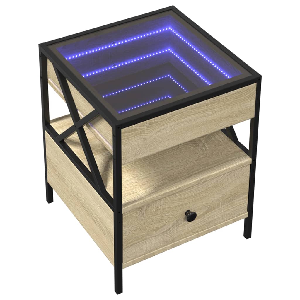Table de chevet avec LED infini chêne sonoma 40x40x51 cm - XIOS