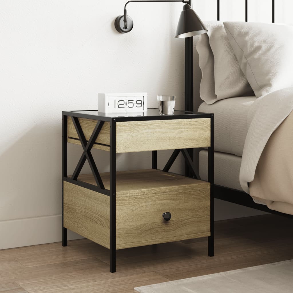 Table de chevet avec LED infini chêne sonoma 40x40x51 cm - XIOS