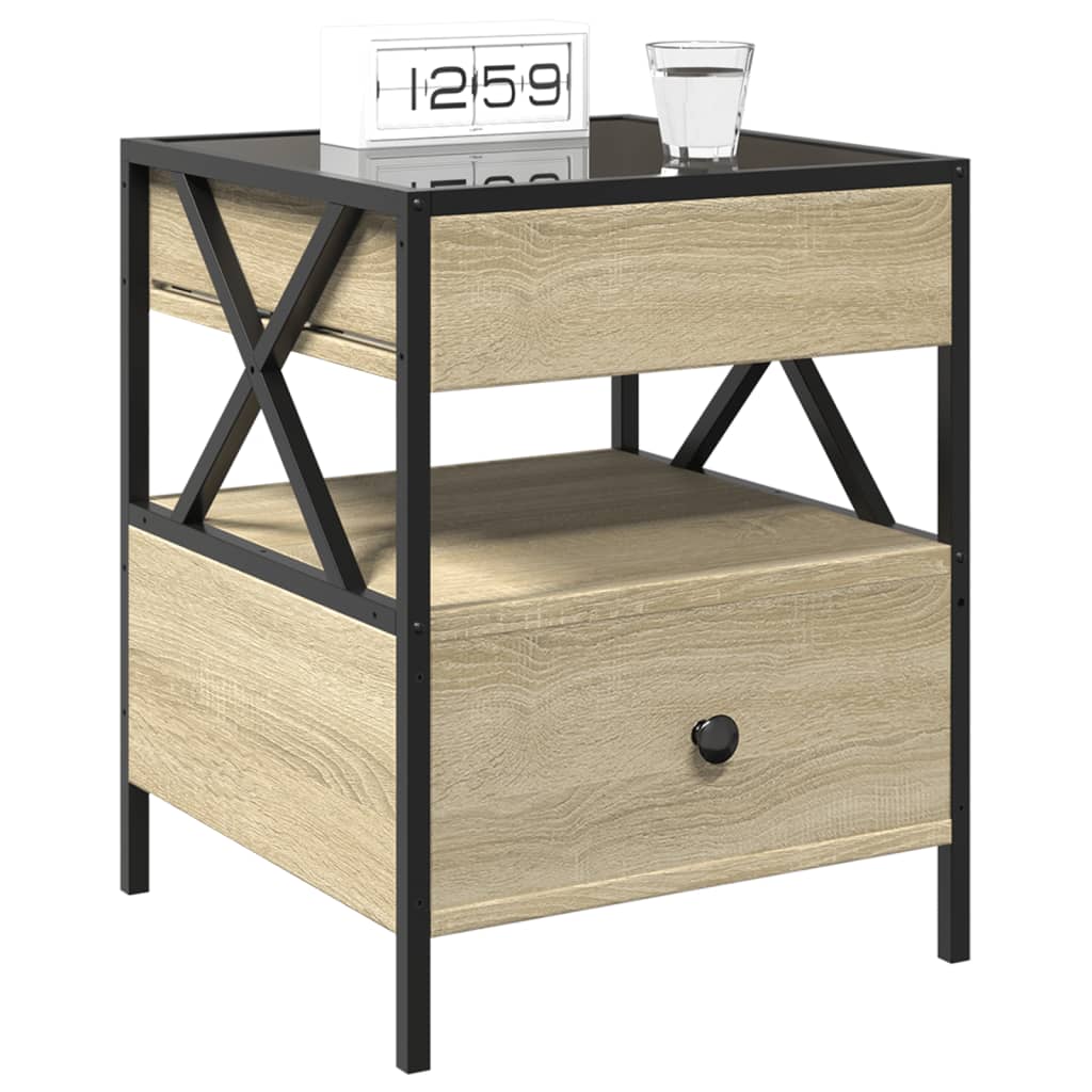 Table de chevet avec LED infini chêne sonoma 40x40x51 cm - XIOS
