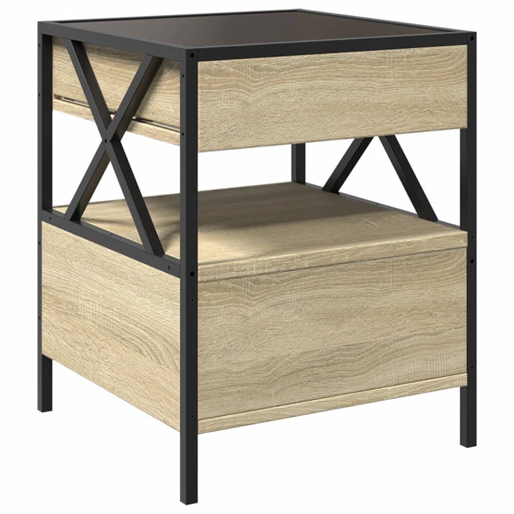 Table de chevet avec LED infini chêne sonoma 40x40x51 cm - XIOS
