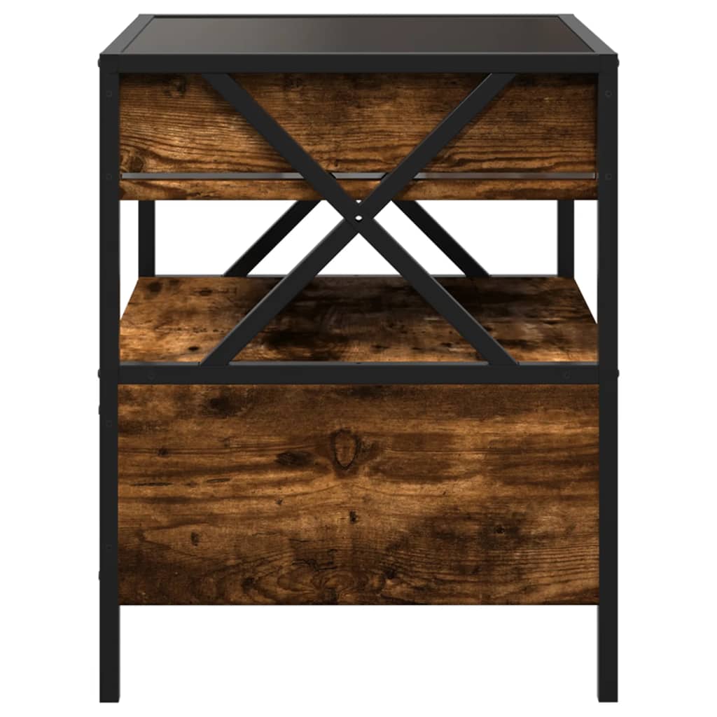 Table de chevet avec LED infini chêne fumé 40x40x51 cm - XIOS