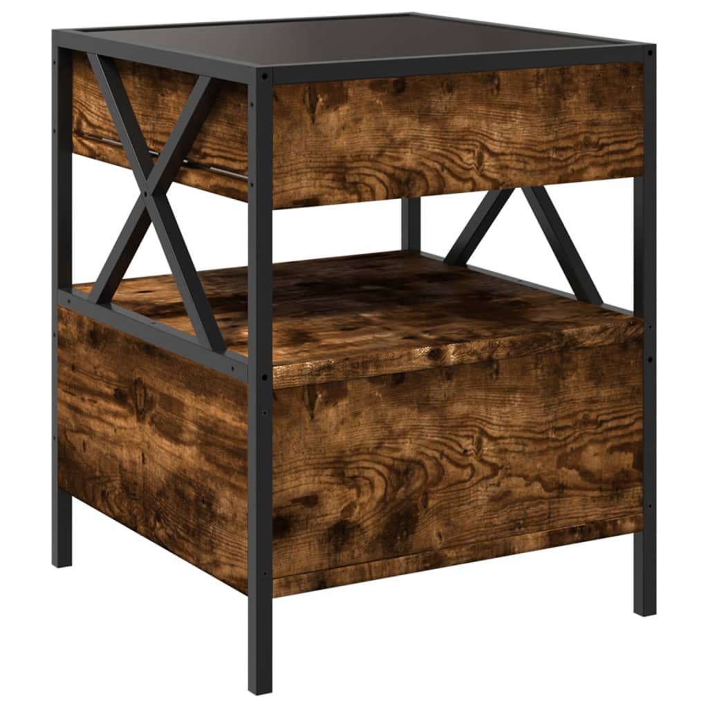 Table de chevet avec LED infini chêne fumé 40x40x51 cm - XIOS