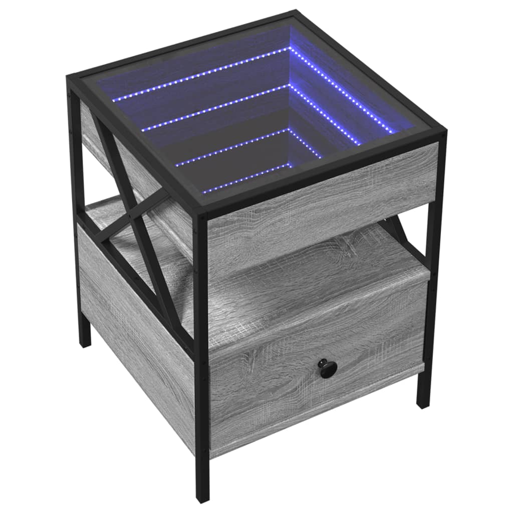 Table de chevet avec LED infini sonoma gris 40x40x51 cm - XIOS