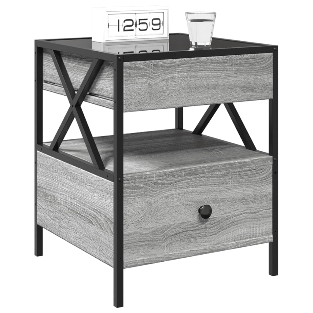 Table de chevet avec LED infini sonoma gris 40x40x51 cm - XIOS
