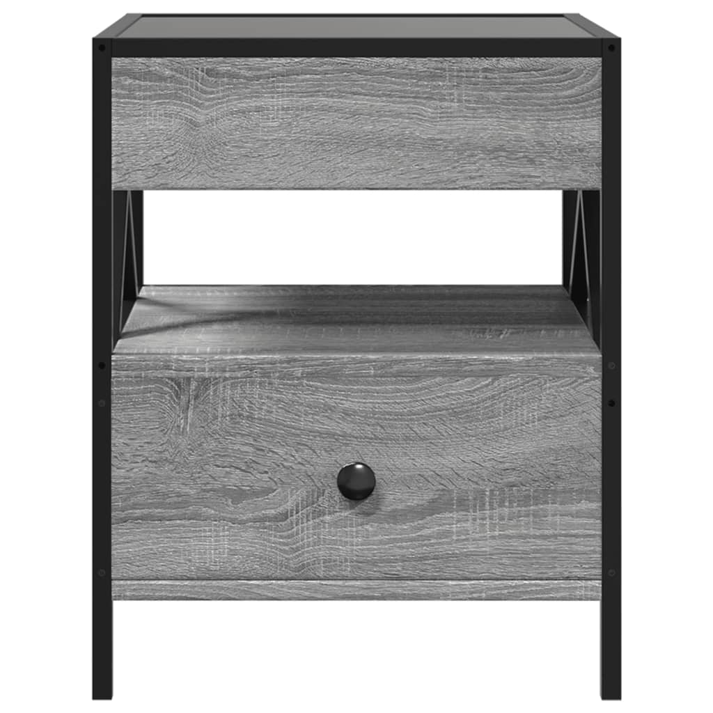 Table de chevet avec LED infini sonoma gris 40x40x51 cm - XIOS
