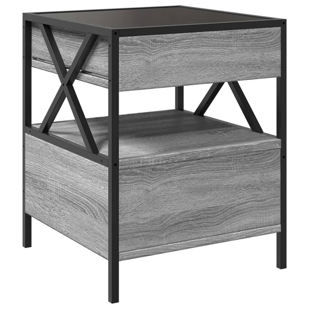 Table de chevet avec LED infini sonoma gris 40x40x51 cm - XIOS