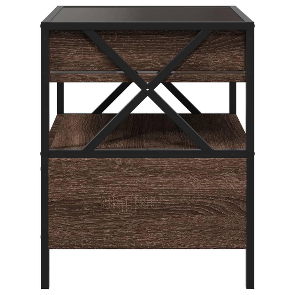 Table de chevet avec LED infini chêne marron 40x40x51 cm - XIOS