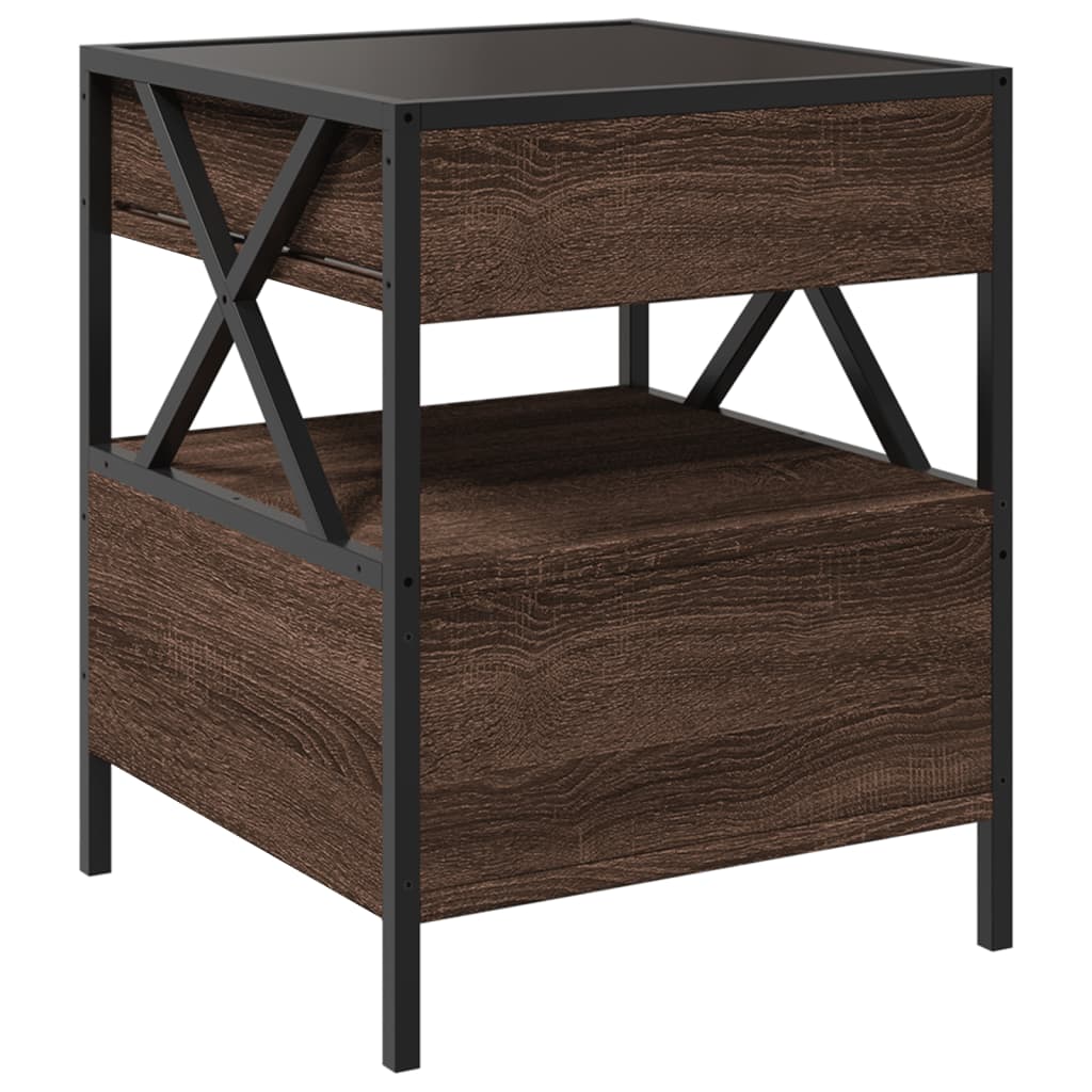 Table de chevet avec LED infini chêne marron 40x40x51 cm - XIOS