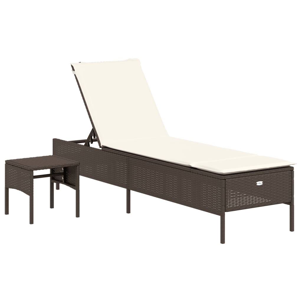 Ensemble de chaises longues et coussins 3 pcs marron poly rotin Bains de soleil vidaXL