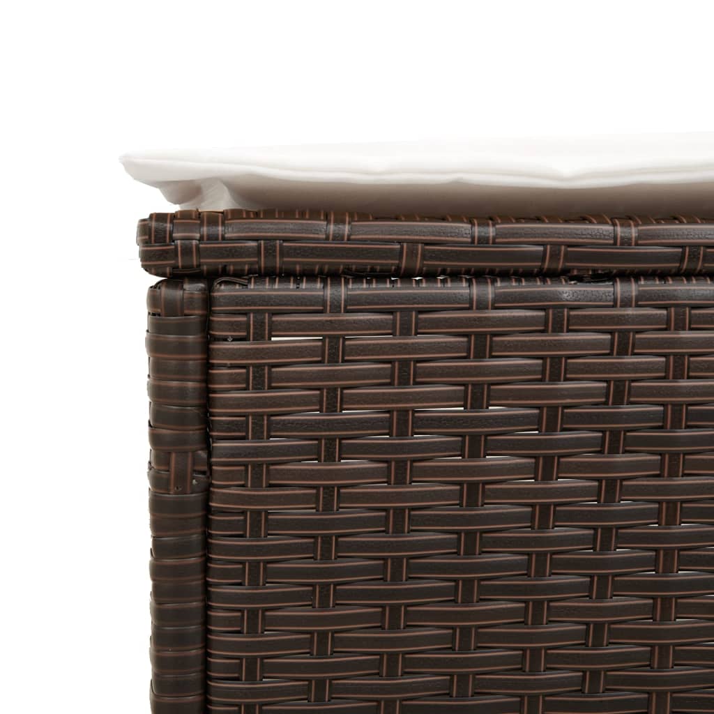 Ensemble de chaises longues et coussins 3 pcs marron poly rotin Bains de soleil vidaXL
