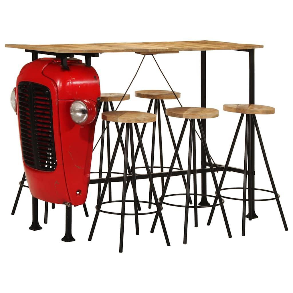 Ensemble de bar 7 pcs bois de manguier massif