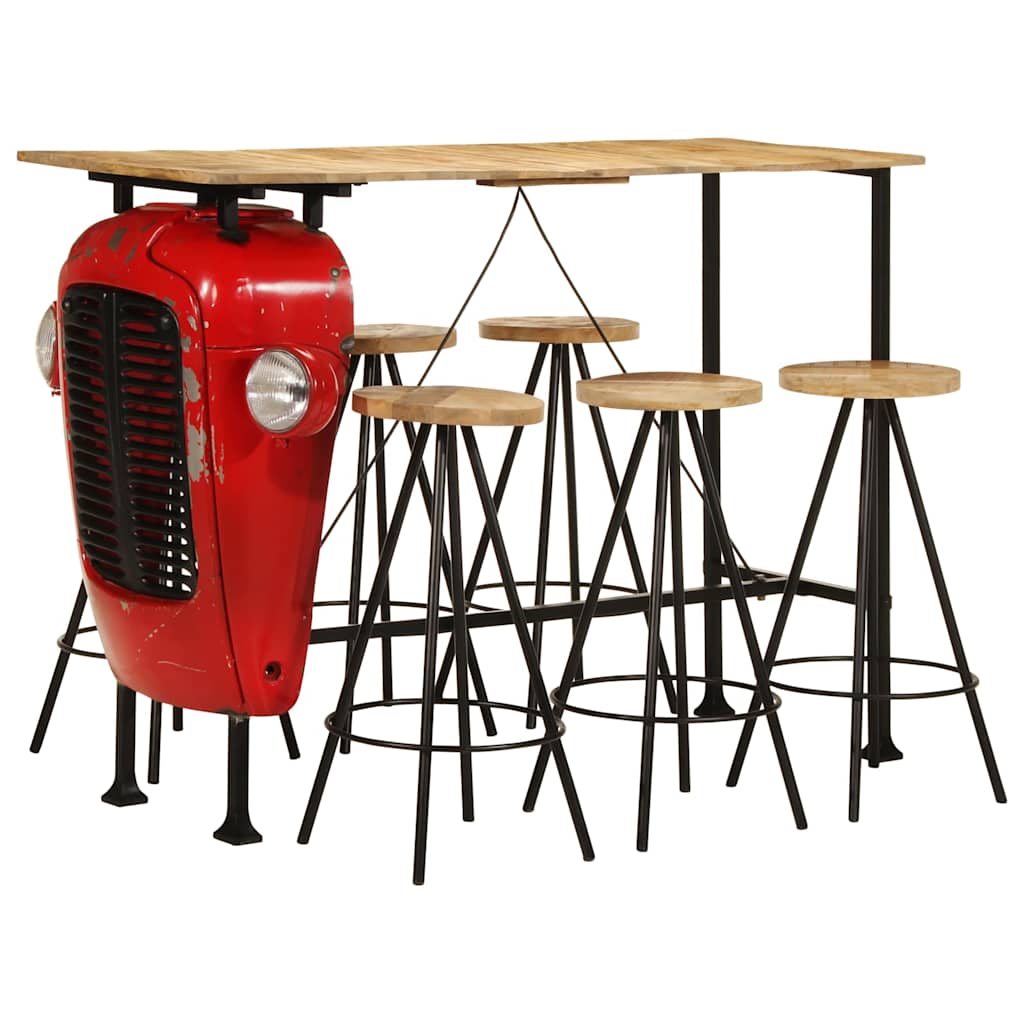 Ensemble de bar 7 pcs bois de manguier massif