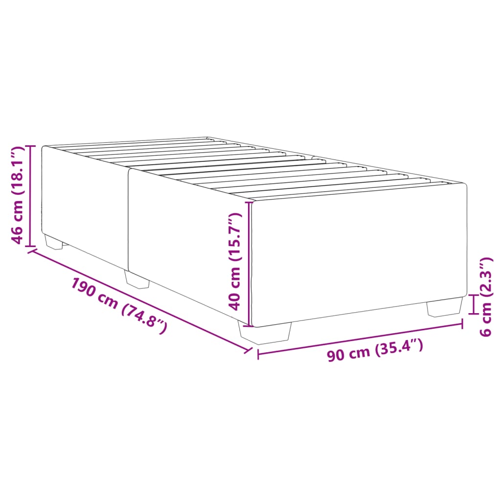 Cadre de lit sans matelas bleu 90x190 cm tissu - XIOS