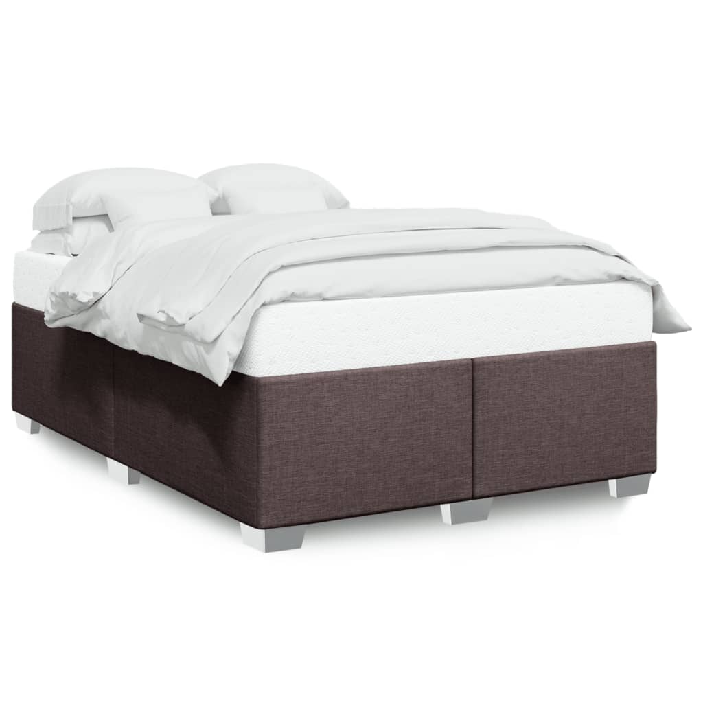 Cadre de lit sans matelas marron foncé 140x190 cm tissu - XIOS