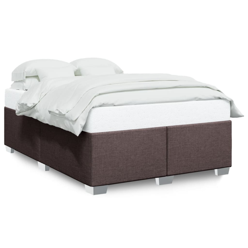 Cadre de lit sans matelas marron foncé 140x200 cm tissu - XIOS