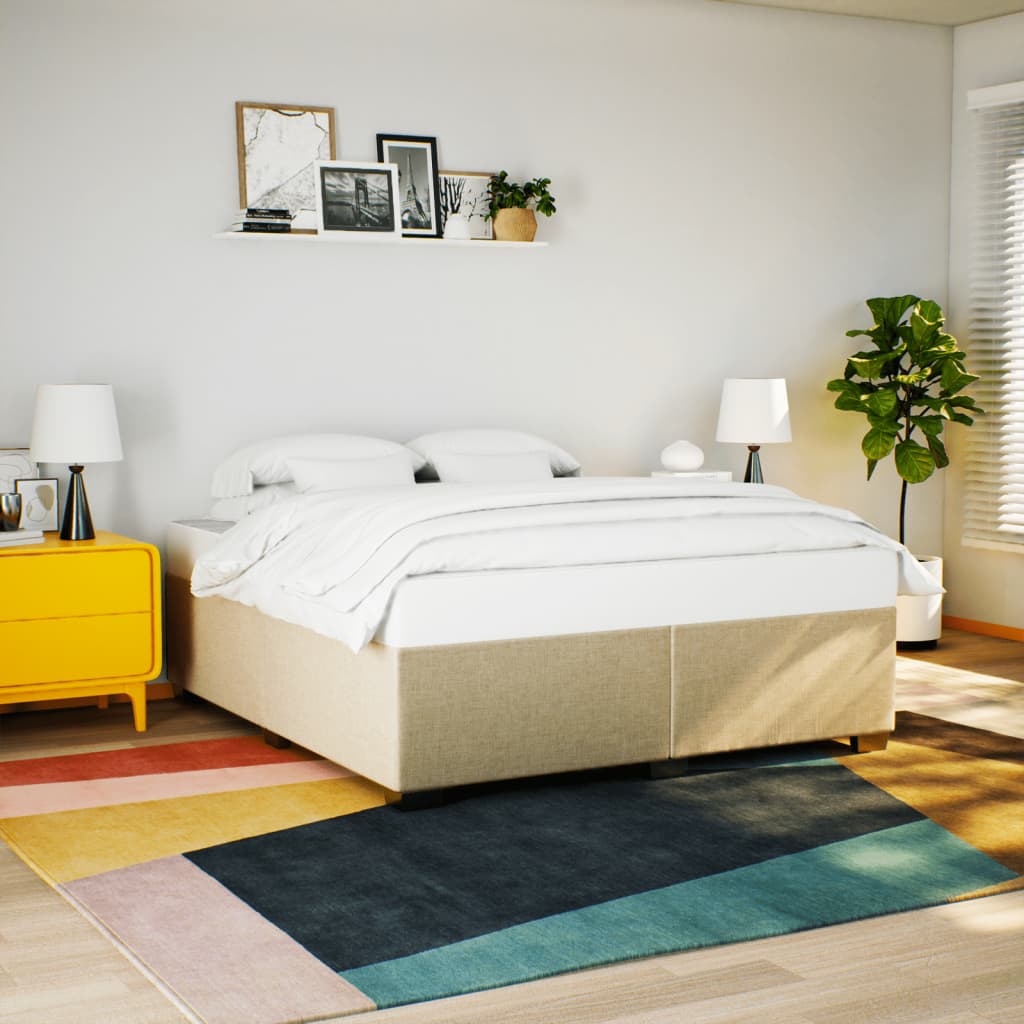Cadre de lit sans matelas crème 180x200 cm tissu - XIOS