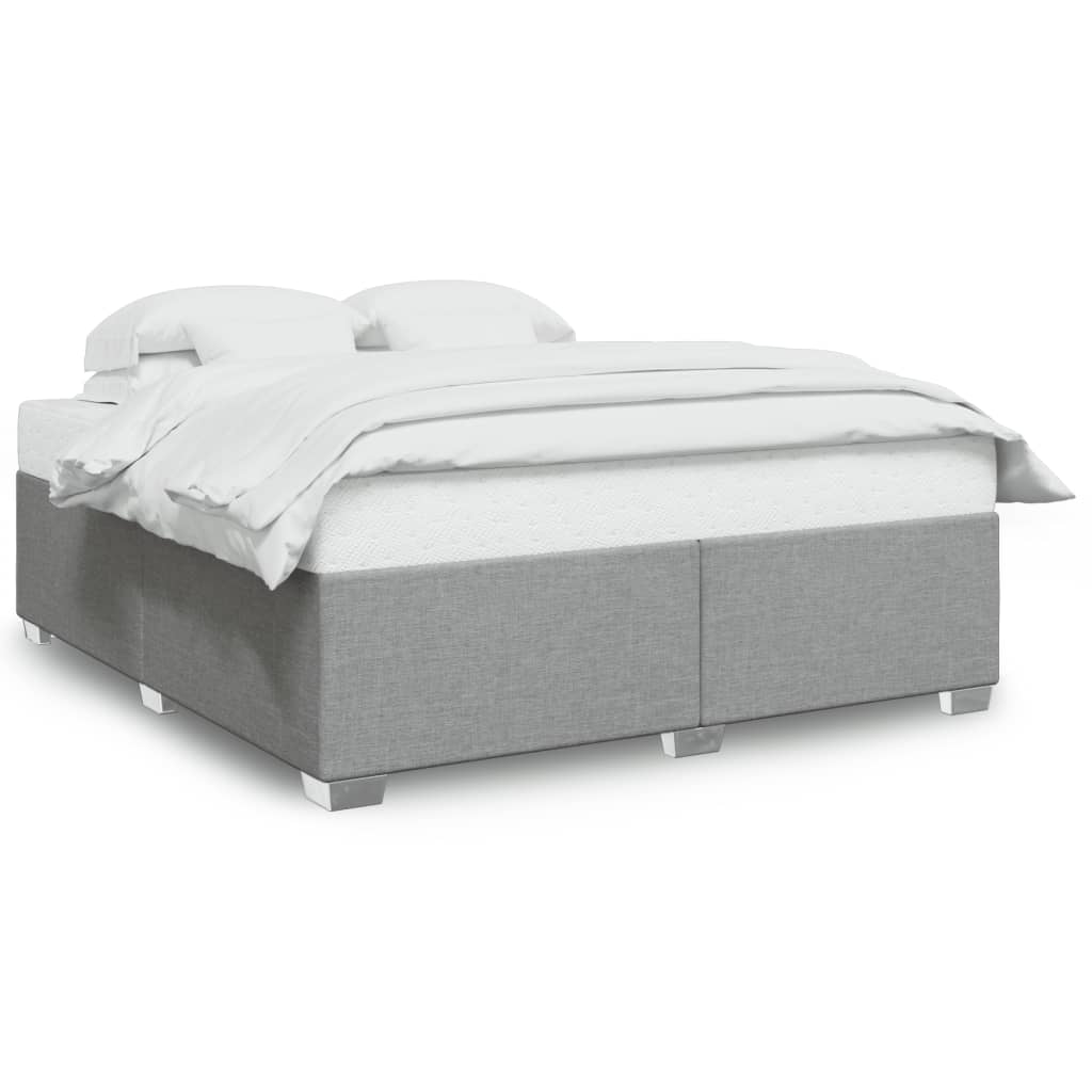 Cadre de lit sans matelas gris clair 200x200 cm tissu - XIOS