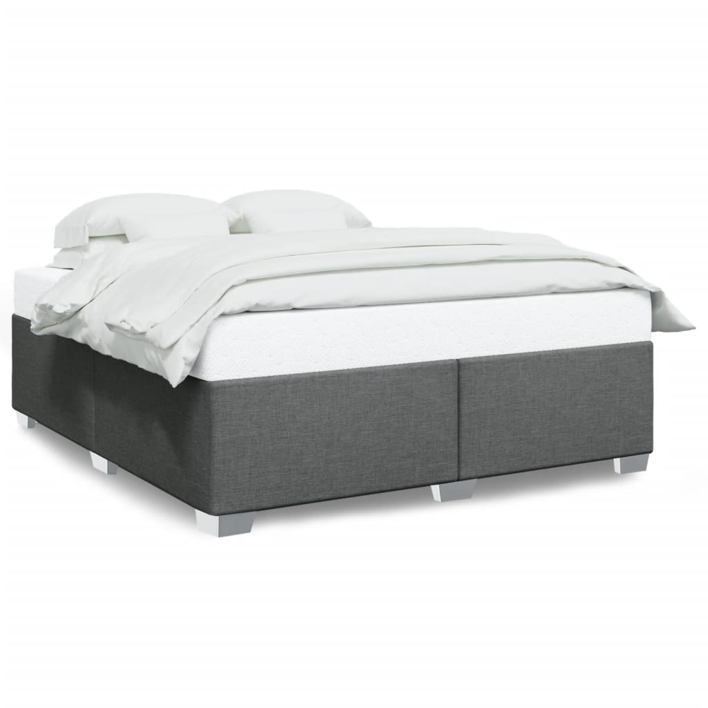 Cadre de lit sans matelas gris foncé 200x200 cm tissu - XIOS