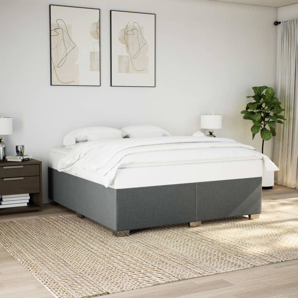 Cadre de lit sans matelas gris foncé 200x200 cm tissu - XIOS
