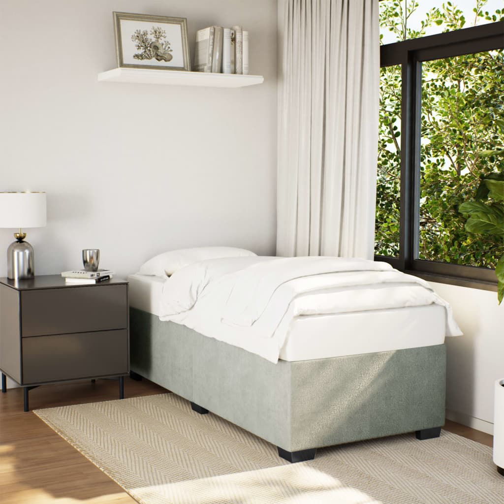 Cadre de lit sans matelas gris clair 80x200 cm velours - XIOS