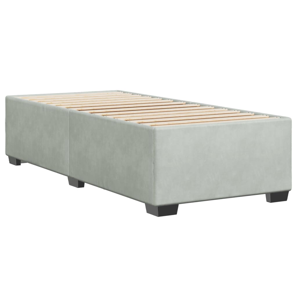 Cadre de lit sans matelas gris clair 90x190 cm velours - XIOS