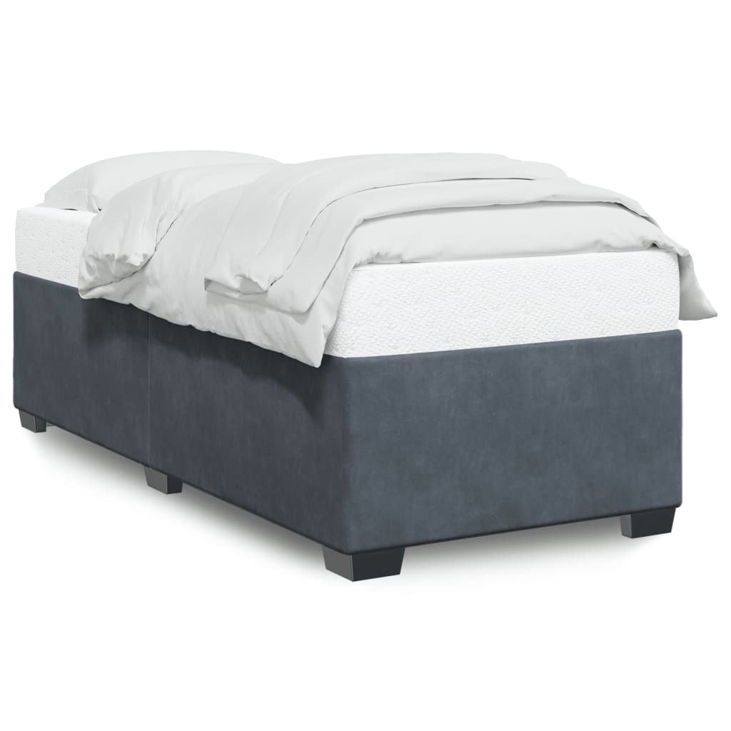 Cadre de lit sans matelas gris foncé 90x190 cm velours - XIOS