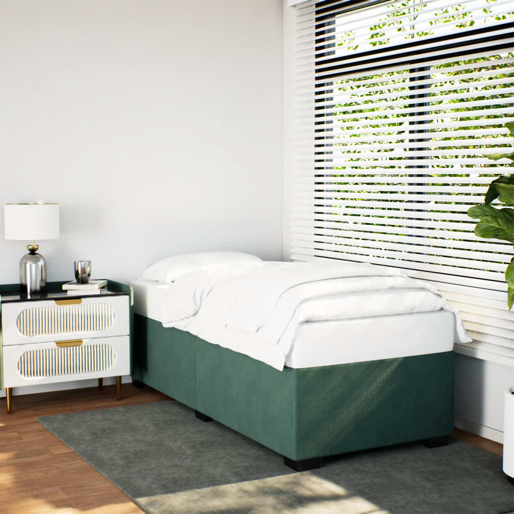 Cadre de lit sans matelas vert foncé 90x190 cm velours - XIOS